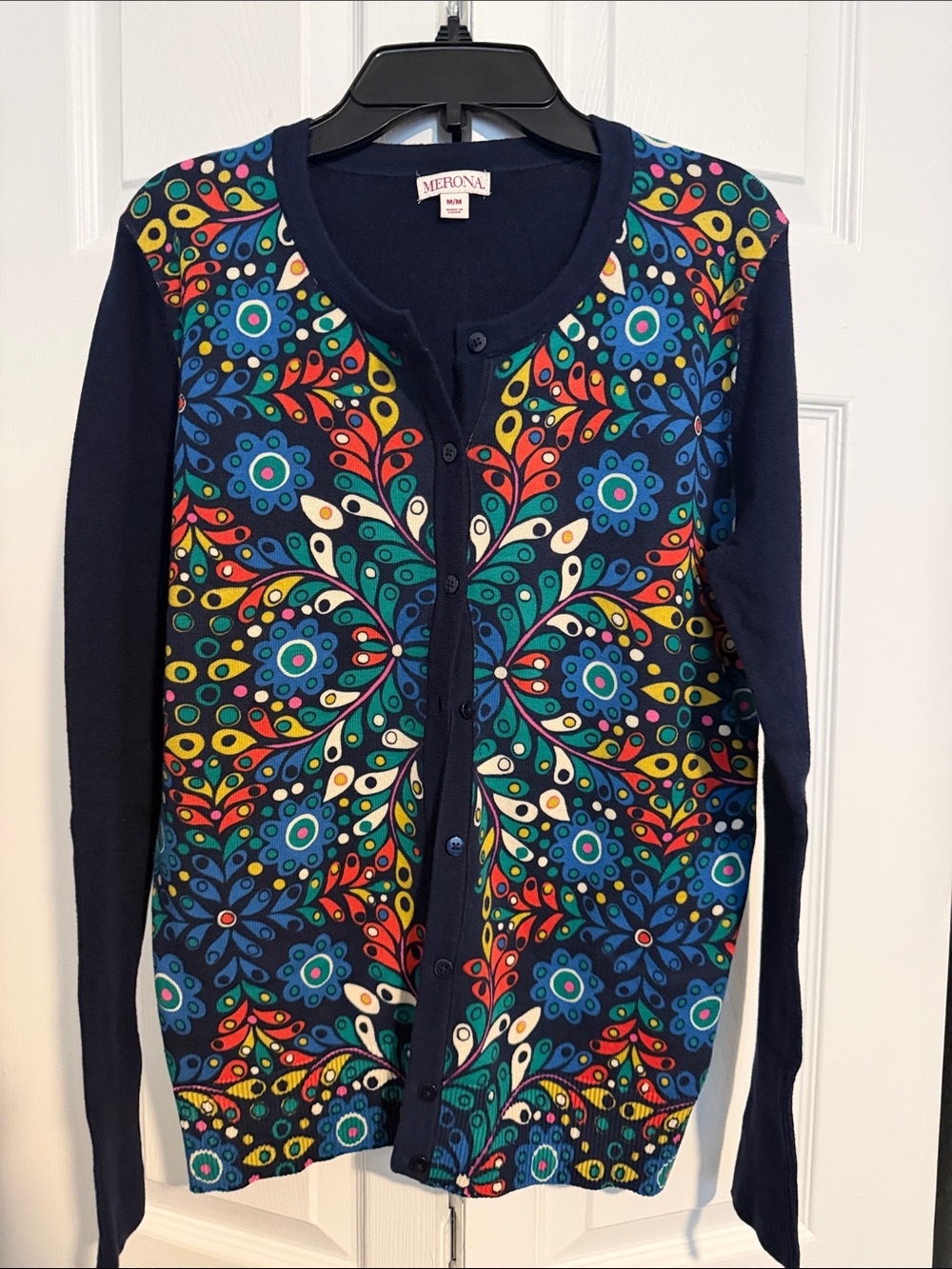 🇺🇸🎉Merona Navy Floral-Print Button Cardigan Sweater